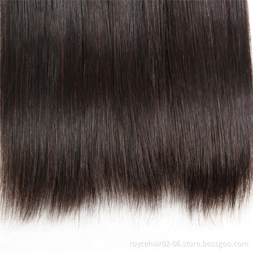 40 Inch 100% Human Hair Mink Peruvian Cuticle Aligned Raw Virgin Straight Bundles with Ear to Ear Frontal Closure